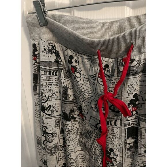 Disney Mickey Mouse Cartoon Gray Pajama Pants. Red tie. Size Medium. - Picture 3 of 4